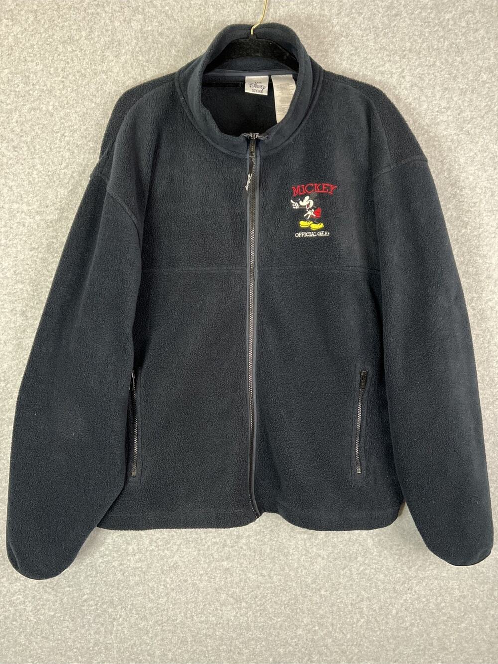 Disney Jacket Official Gear Mickey Mouse Full Zip Fleece Black XL Vintage